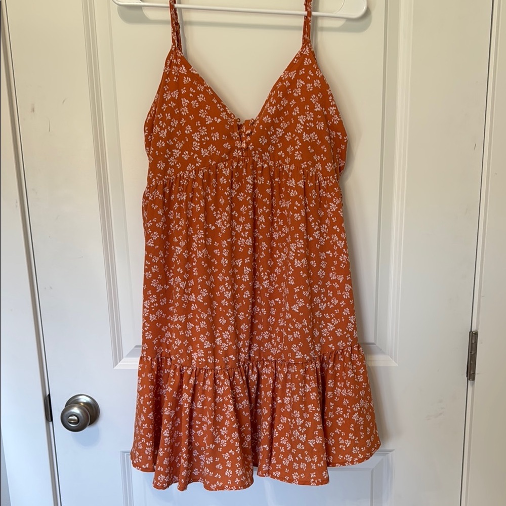 Orange Floral Mini Dress
